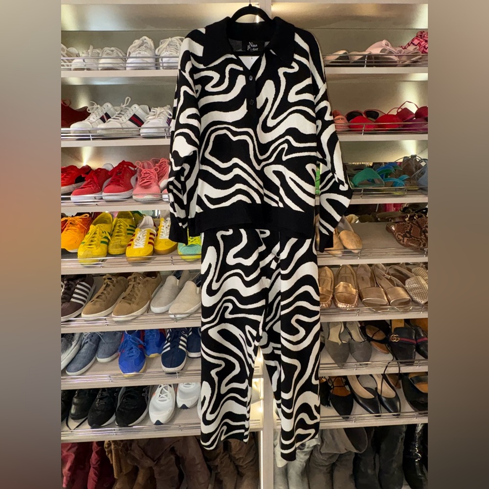 Black and Cream Knit set